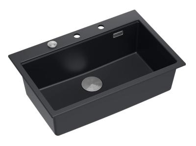 Quadro lavello grande in granito nero opaco hard rock 76x50 cm inclusi accessori 1208957201