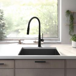 Quadri Preston Miscelatore da cucina nero opaco con beccuccio flessibile nero a 2 posizioni 1208957227