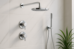 Waterevolution Flow Set doccia ad incasso con termostato soffione a pioggia e doccetta Cromo 1208957343