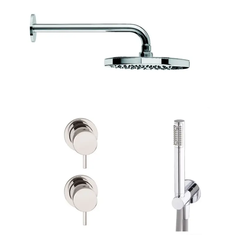 Set doccia da incasso Waterevolution Flow cromato con doccia a pioggia termostatica e doccetta 1208957343