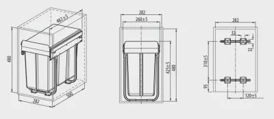 Garbi Sorter S-30-3 Sistema di raccolta differenziata integrato con 3 contenitori da 10 litri 1208957362