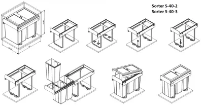 Garbi Sorter S-40-2 sistema di raccolta rifiuti con 2 contenitori 2 x 20 1208957364
