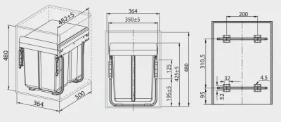 Garbi Sorter S-40-2 sistema di raccolta rifiuti con 2 contenitori 2 x 20 1208957364