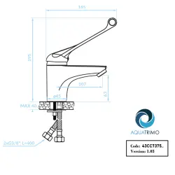 AquaTrimo Clinic Miscelatore per lavabo con leva lunga medica cromato 43CC7375CM