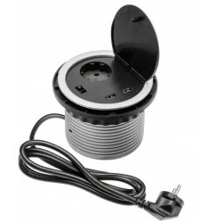 Presacavo Indux da incasso con messa a terra, presa da cucina argento nel piano di lavoro con 2 connessioni USB 1208957399