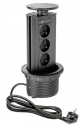 Indux Up & Down presa di terra retraibile nera per cucina in top da lavoro con 3 prese 1208957404
