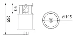 Indux Push presa da terra retrattile da cucina nera nel piano di lavoro con 4 prese, 2 x USB, 2 x RJ45 e ricarica wireless 1208957421