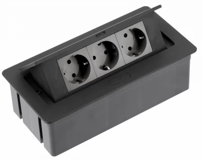 Indux Flip Medium Presa per cucina nera opaca con messa a terra integrata nel piano di lavoro o sul pensile con 3 spine 1208957433