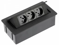 Indux Flip Medium presa da cucina con messa a terra nel piano di lavoro o nell'armadio superiore in nero opaco con 3 prese 1208957434