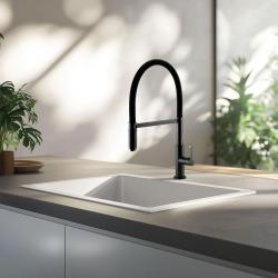 Ausmann Lavea  rubinetto da cucina gun metal PVD grafite con beccuccio girevole e flessibile 1208957437