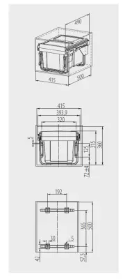 Garbi Sorter S-45-2-15 Pattumiere per raccolta differenziata da incasso per cucina con 2 x 15 litri contenitori per rifiuti extra bassi 1208957444