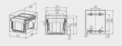 Garbi Carrier C-45-2 Sistema di raccolta differenziata dei rifiuti con guide proprie e 2 contenitori 2 x 15 litri 1208957467