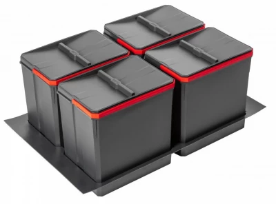 Garbi Basket B-80-4-GSistema di raccolta differenziata dei rifiuti per cassetti da 80 cm con supporto e 4 contenitori 4 x15 litri 1208957478