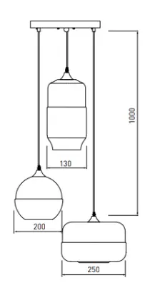 Decor Lender moderna lampada a sospensione in metallo e vetro con 3 fonti luminose 9270