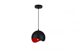 Decor Mavia lampada a sospensione sferica nera e rossa 1747