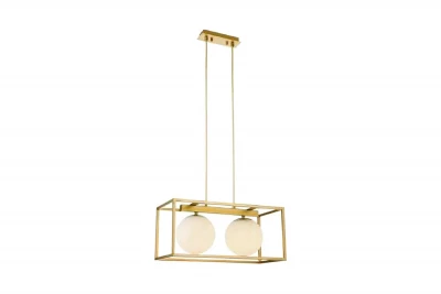 Lampada a sospensione Decor Avelin con telaio rettangolare dorato larghezza 45 cm 2232.