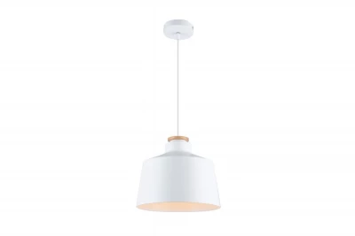 Decor Margus lampada a sospensione in metallo bianco opaco con aggiunta di legno 3086.