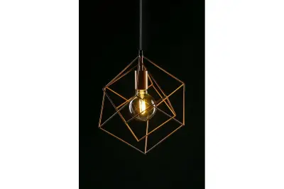 Lampadario sospeso geometrico Decor Rosa in oro rosa composto da 2 cubi in ottone 3376