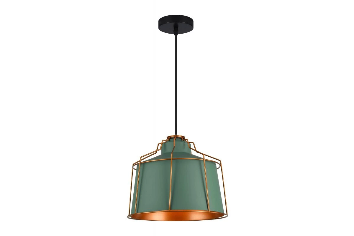 Lampada a sospensione Decor Goa verde con cornice decorativa dorata 3499