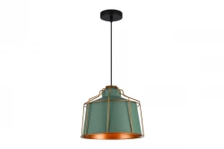 Lampada a sospensione Decor Goa verde con cornice decorativa dorata 3499