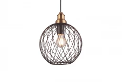 Decor Viela lampada a sospensione in metallo nero a forma di filo, sferica, diametro 25 cm 6972.