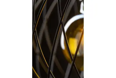Decor Viela lampada a sospensione in metallo nero a forma di filo, sferica, diametro 25 cm 6972.