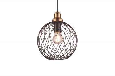 Decor Viela lampada a sospensione in metallo nero a forma di filo, sferica, diametro 25 cm 6972.