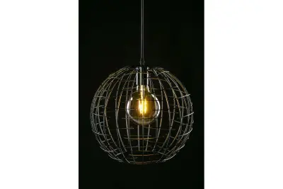 Decor Viela lampada a sospensione in metallo nero dorato a forma di sfera con diametro di 35 cm 6996