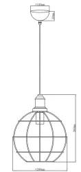 Decor Viela vecchia lampada a sospensione in metallo dorato a forma di filo sferico con diametro di 29 cm 7016.