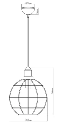 Decor Viela vecchia lampada a sospensione in metallo dorato a forma di filo sferico con diametro di 29 cm 7016.