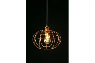 Lampada a sospensione a forma di sfera in rame Decor Viela, con forma filiforme, diametro di 27,5 cm, codice 7047.