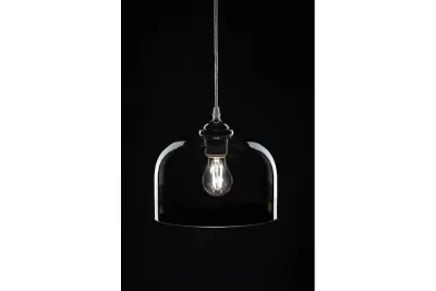 Decor Lati lampada a sospensione nera cilindrica in vetro con diametro di 23,5 cm 7122