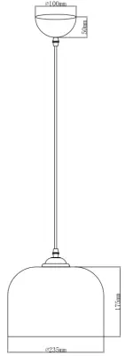 Decor Lati lampada a sospensione nera cilindrica in vetro con diametro di 23,5 cm 7122