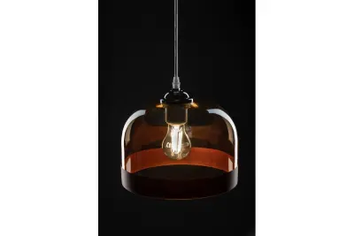 Decor Lati lampada a sospensione cilindrica di colore ambra in vetro con diametro di 23,5 cm 7146