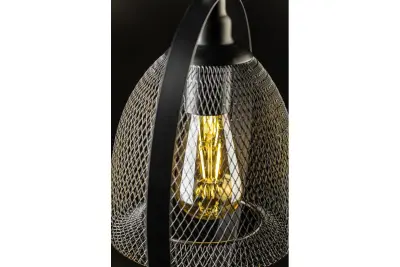 Lampada a sospensione Decor Xalis, paralume in filo nero con bordo in metallo, diametro 18,5 cm 7320.