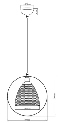 Lampada a sospensione Decor Xalis, paralume in filo nero con bordo in metallo, diametro 18,5 cm 7320.