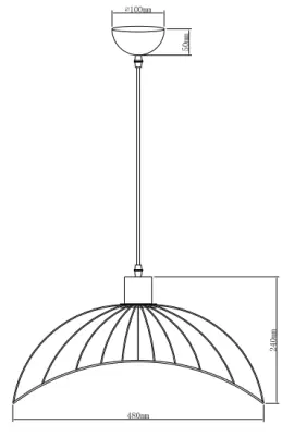 Decorazione Reto vintage lampada a sospensione in filo nero 50 cm di diametro 4151