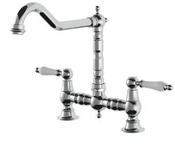 AquaTrimo Country rubinetto da cucina classico a ponte nostalgico a 2 fori con beccuccio angolare cromato 21CT7657CM