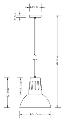 Lampada a sospensione Decor Artemia grigia con finitura industriale, diametro di 34,5 cm, 2447.