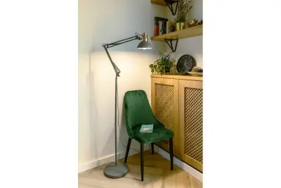 Decor Artemia lampada da terra grigia con braccio metallico lungo diametro 16,5 cm 2300