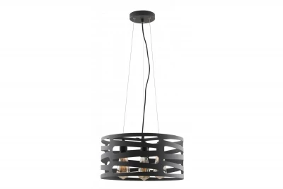 Lampadario a sospensione Decor Marisa nero con spazi orizzontali affusolati massimo tre fonti di luce diametro 40 cm 2584.