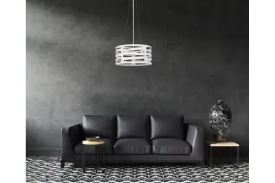 Lampada a sospensione Decor Marisa bianca con spaziatura orizzontale conica massima di 3 fonti luminose diametro 40 cm 2782.