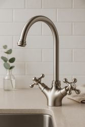 AquaTrimo Windsor rubinetto classico da cucina nostalgico con beccuccio rotondo acciaio inossidabile 21WS7652NM
