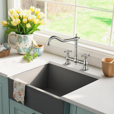 AquaTrimo Windsor Rubinetto da cucina classico a 2 fori a ponte nostalgico con beccuccio angolare acciaio inox 21WS7653NM
