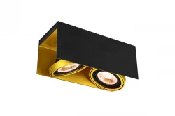 Lampada a soffitto Decor Verso nera e dorata con testa mobile e due fonti luminose 4212.