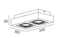 Lampada da soffitto nera rettangolare a 2 punti Decor Loid con 2 fonti luminose 4700.