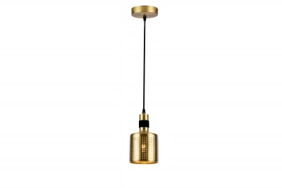 Lampadario a sospensione cilindrico Decor Bellis nero e oro con 1 fonte luminosa 4666