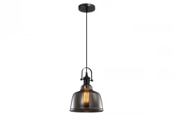 Decor Muscari II lampada a sospensione nera con paralume in vetro fumé colorato e supporto per lampadina nero 3862 in finitura metallica.