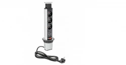 Indux Up & Down piccola presa a terra retraibile argento presa da cucina nel piano di lavoro con 3 prese e 2 x USB 1208957842
