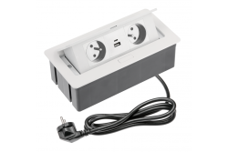 Indux Flip Medium presa da cucina con messa a terra nel piano di lavoro o nell'armadio superiore bianco con 2 prese e 2 caricabatterie USB 1208957849